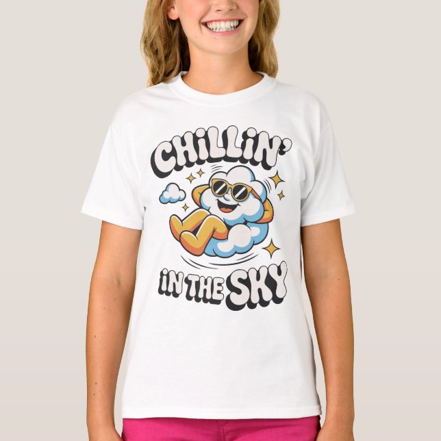 Chillin' in the Sky Retro Cloud Design for Summer T-Shirt (Front)