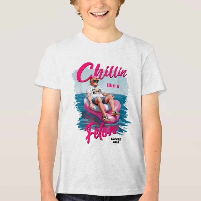 Chillin Like A Felon Funny Trump Shirt Summer Trum (Front)