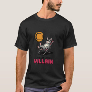 Chillin' Like A Villain Pixel Cat Humour T-Shirt