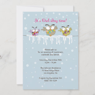 Chillin' Owls Holiday Party Invitation Card