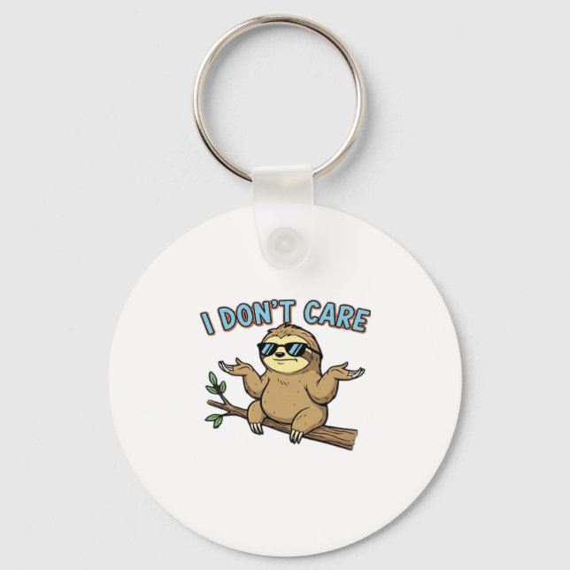 Chillin' Sloth I Don't Care Design Essential T-Shi Key Ring (Front)