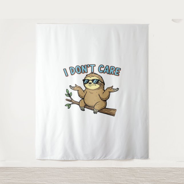 Chillin' Sloth I Don't Care Design Essential T-Shi Tapestry (Front)
