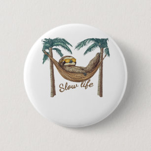 Chillin' Sloth in a Hammock Oversized T-Shirt 6 Cm Round Badge