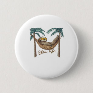 Chillin' Sloth in a Hammock Oversized T-Shirt 6 Cm Round Badge