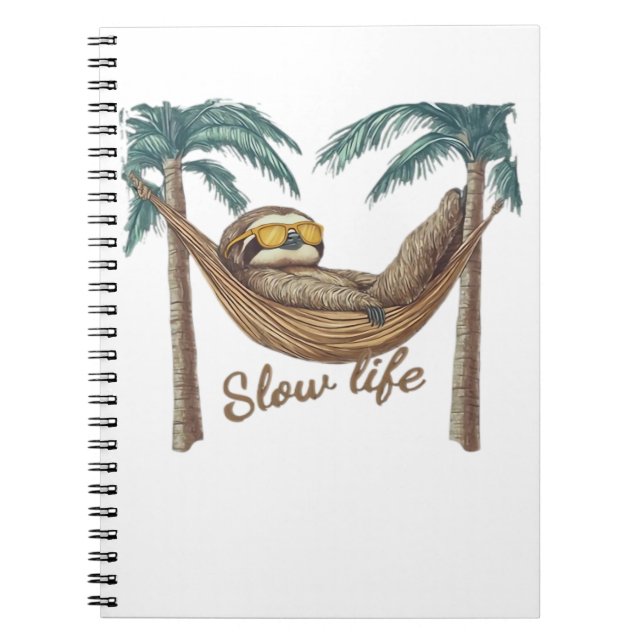 Chillin' Sloth in a Hammock Oversized T-Shirt Notebook (Front)
