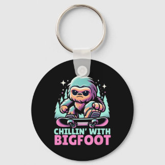 Chillin’ With Bigfoot Alpine Winter Sports Snowboa Key Ring