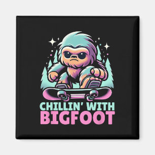 Chillin’ With Bigfoot Alpine Winter Sports Snowboa Magnet