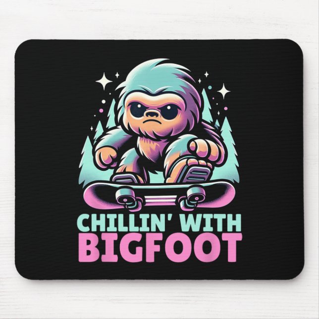 Chillin’ With Bigfoot Alpine Winter Sports Snowboa Mouse Pad (Front)