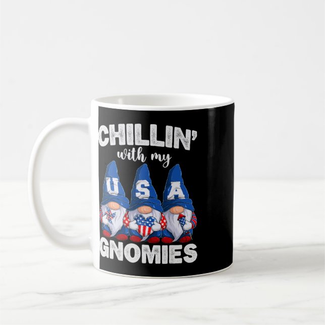 Chillin With Gnomes 4th Of July Independence Day A Coffee Mug (Left)