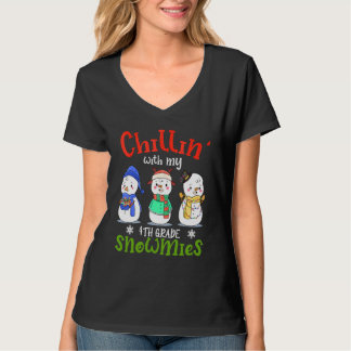 Chillin' With My 4th Grade Gnomies Teacher Christm T-Shirt