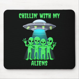 Chillin With My Aliens Halloween Boys Girls Kids F Mouse Pad