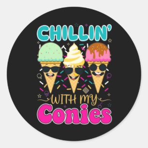 Chillin With My Conies Retro Ice Cream Summer Classic Round Sticker