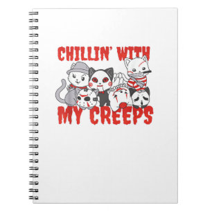 Chillin With My Creeps Cat Horror Killer Halloween Notebook