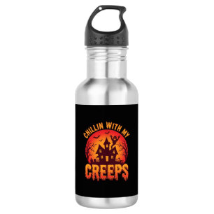 Chillin With My Creeps Halloween T-Shirt Design_1 532 Ml Water Bottle