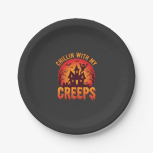 Chillin With My Creeps Halloween T-Shirt Design_1 Paper Plate