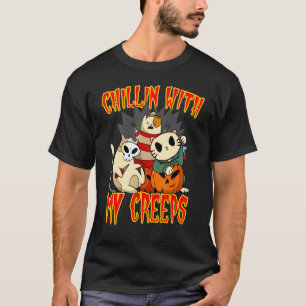 Chillin with My Creeps Horror Cat Brother Sister C T-Shirt