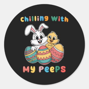 Chillin With My Easter Squad Egg Crew Bunny Funny Classic Round Sticker