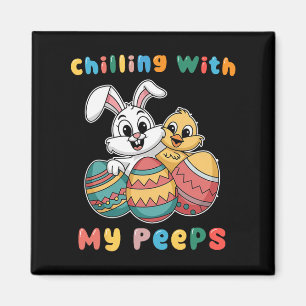 Chillin With My Easter Squad Egg Crew Bunny Funny Magnet