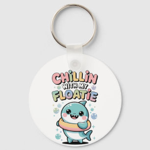 Chillin’ with My Floatie Shark Baby Kids Key Ring