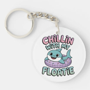 Chillin’ with My Floatie Shark Baby Kids Key Ring
