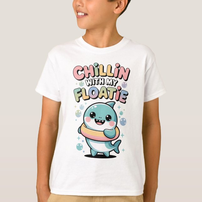 Chillin’ with My Floatie | Shark Baby Kids T-Shirt (Front)