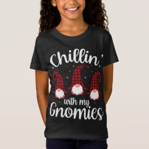 Chillin' With My Gnomies Buffalo Red Plaid Christm T-Shirt