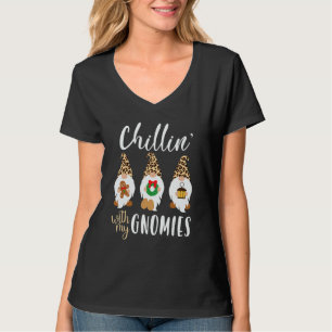 Chillin With My Gnomies Christmas Cute Leopard Gno T-Shirt