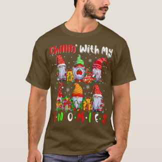Chillin' With My Gnomies Cute Si Gnomes Xmas Light T-Shirt