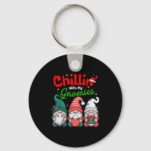 Chillin' With My Gnomies Funny Christmas Gnome Fam Key Ring