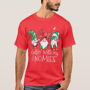Chillin With My Gnomies Garden Gnome Christmas Paj T-Shirt
