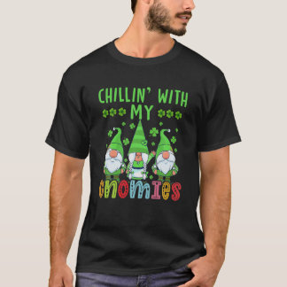 Chillin With My Gnomies Green Plaid Gnomes St Patr T-Shirt