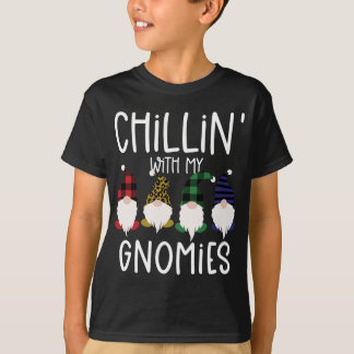 Chillin With My Gnomies Plaid Leopard Gnomes T-Shirt