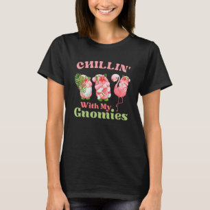 Chillin with my gnomies Tropical gnomes with a fla T-Shirt