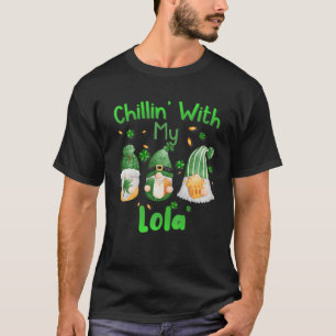 Chillin With My Lola Green Plaid Gnomes St Patrick T-Shirt