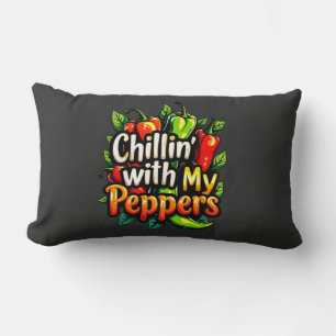 Chillin' with My Peppers - Colourful Chilli Graphi Lumbar Cushion