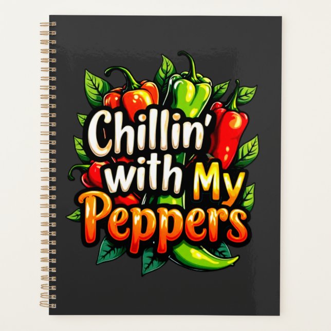 Chillin' with My Peppers - Colourful Chilli Graphi Planner (Front)
