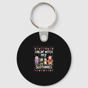 Chillin With My Slothmies Funny Sloth Ugly Christm Key Ring