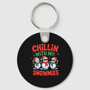 Chillin With My Snowmie Funny Christmas Snowman  Key Ring