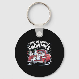 Chillin With My Snowmies Ckup Truck Snowman Christ Key Ring