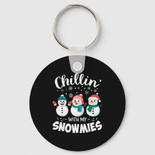 Chillin With My Snowmies Cute Snowman Teacher Chri Key Ring