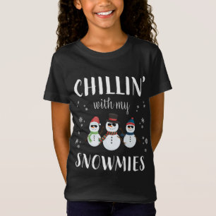Chillin' With My Snowmies Funny Cute Christmas Sno T-Shirt