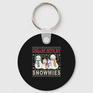 Chillin With My Snowmies Funny Ugly Christmas Key Ring