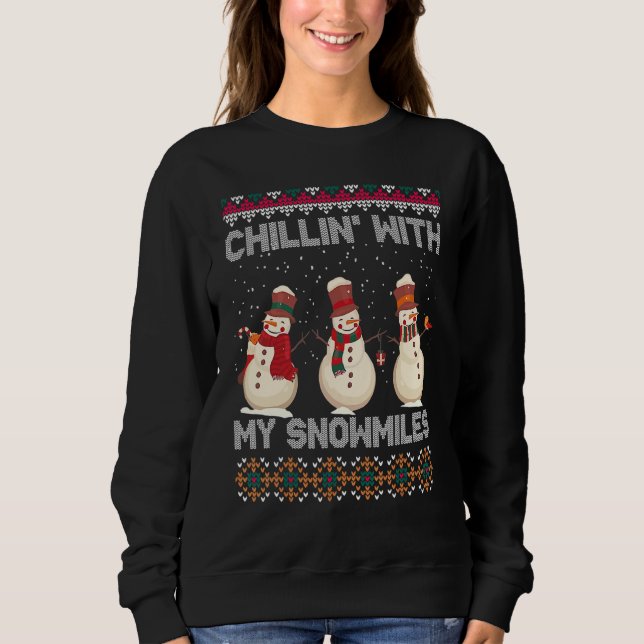 Chillin' With My Snowmies Matching Family Ugly Chr Sweatshirt (Front)