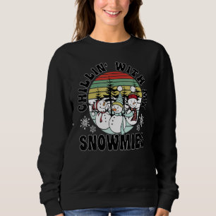 Chillin With My Snowmies Santa Snowman Scarf Light Sweatshirt