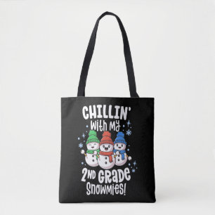 Chillin With My Snowmies Shirt 2nd Grade Teacher Tote Bag