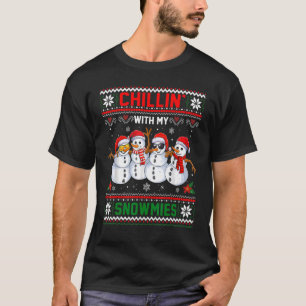 Chillin' With My Snowmies Snowman Christmas T-Shirt