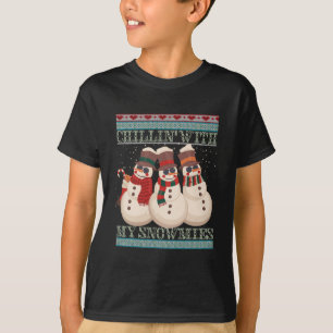 Chillin' With My Snowmies Ugly Christmas Snowman T-Shirt