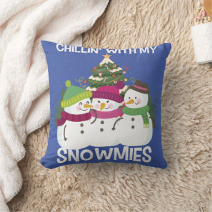Chillin' With My Snowmies Xmas Snowman Cushion