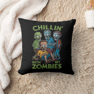 Chillin With My Zombies Halloween Boys Kids Funny Cushion