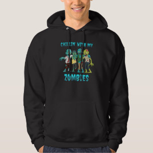 Chillin With My Zombies Halloween Boys Kids Hoodie